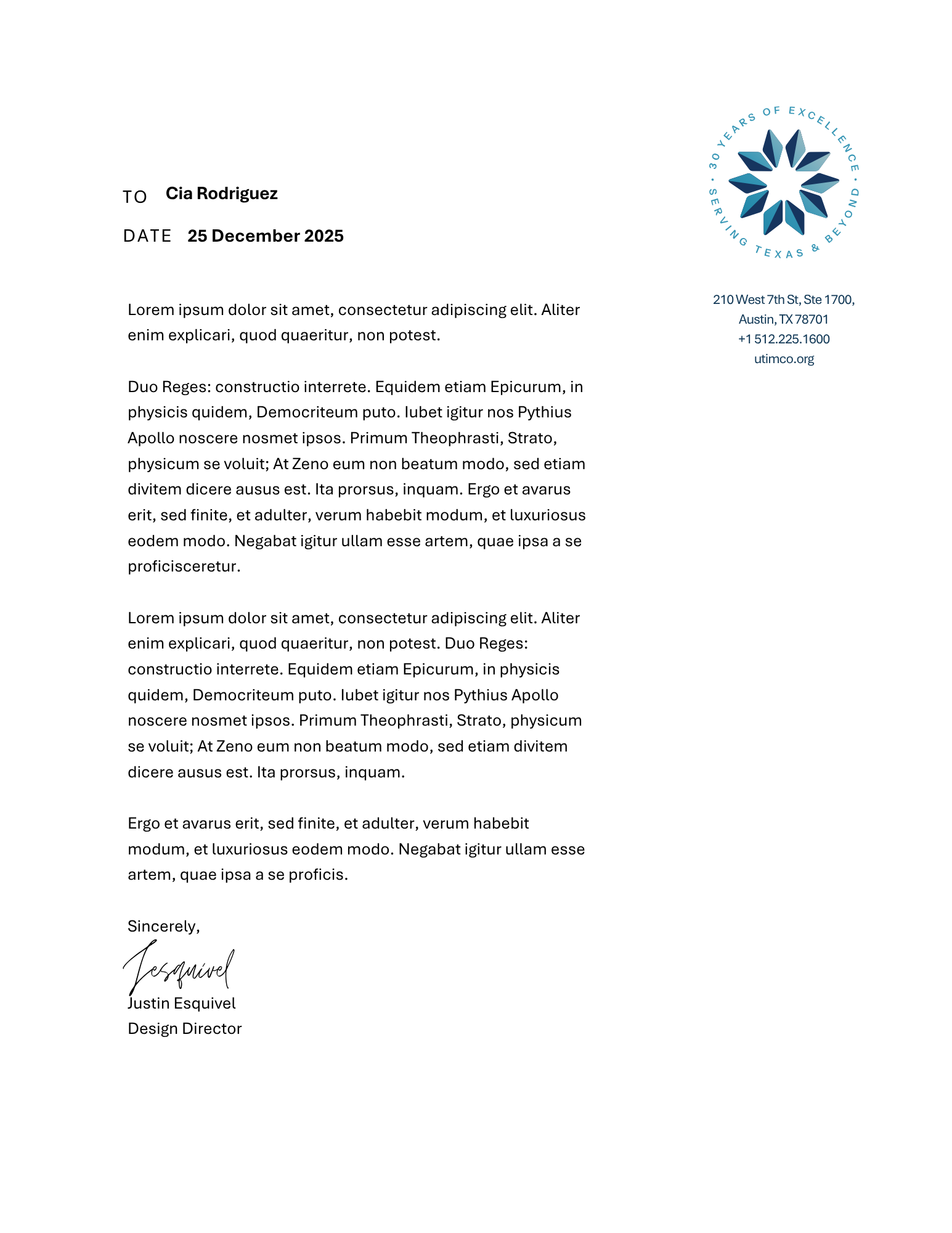 Two-column letterhead