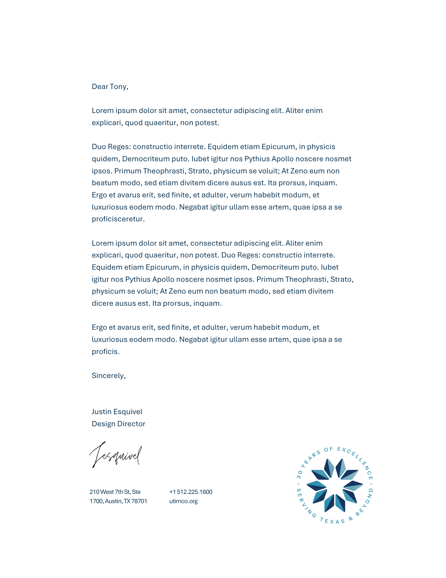 Anniversary letterhead