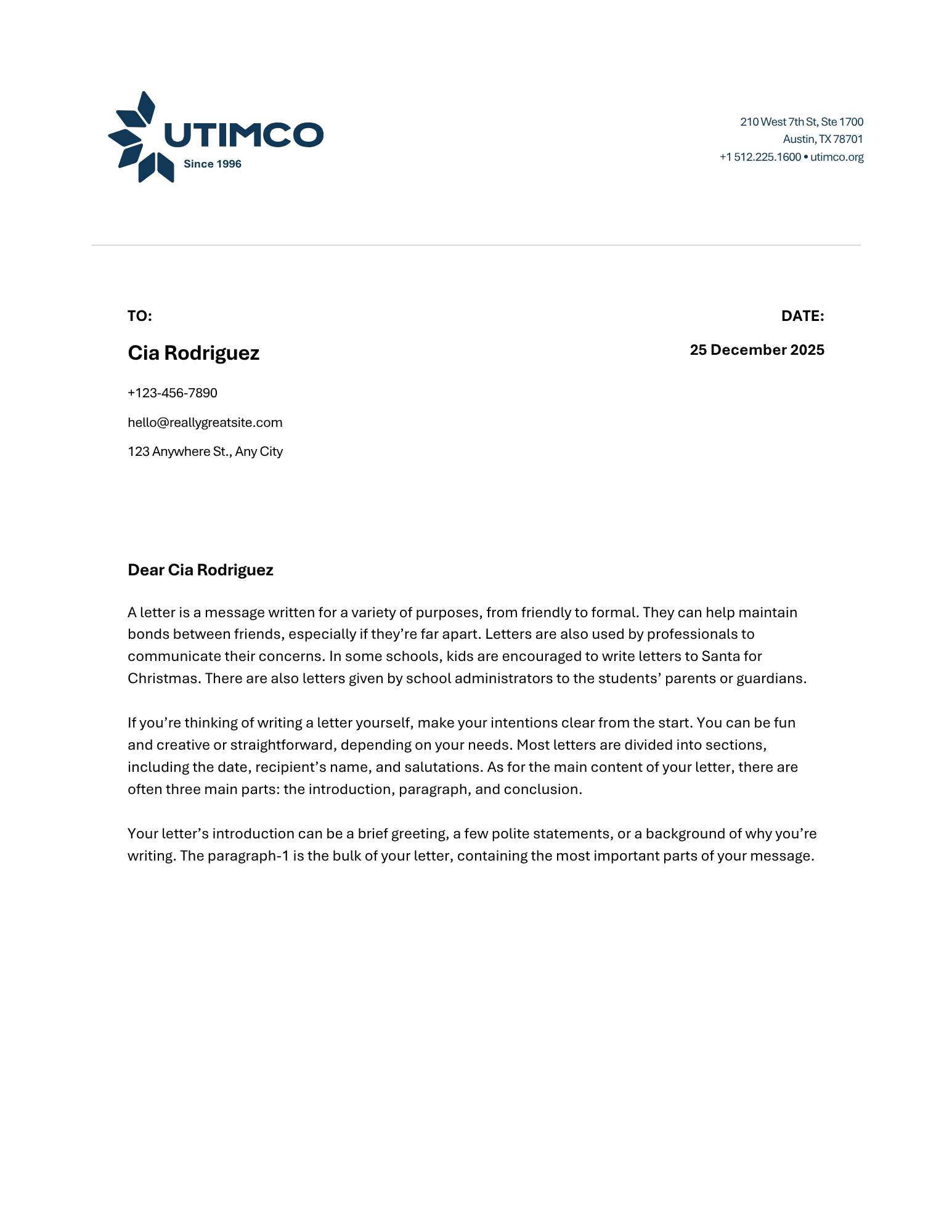 Traditional letterhead